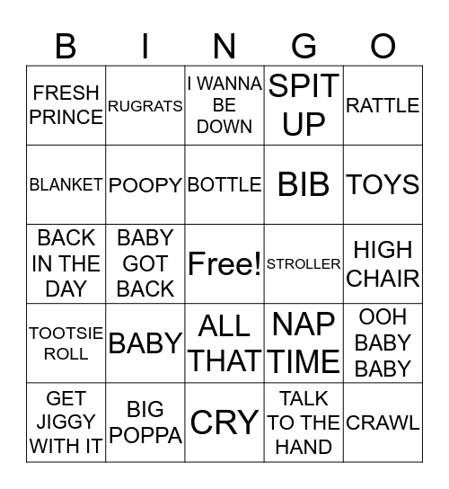 HIP HOP BABY Bingo Card