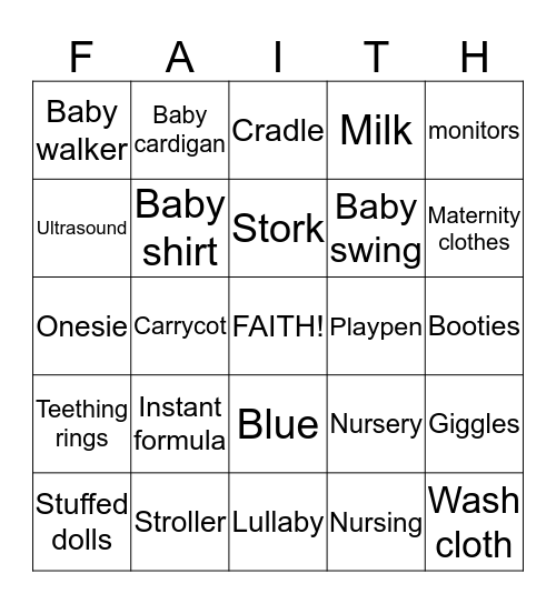 Baby FAITH Bingo! Bingo Card