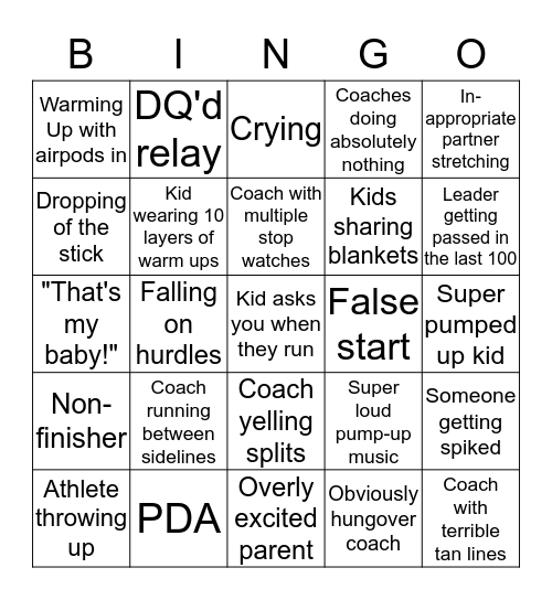 Regionals Bingo Card