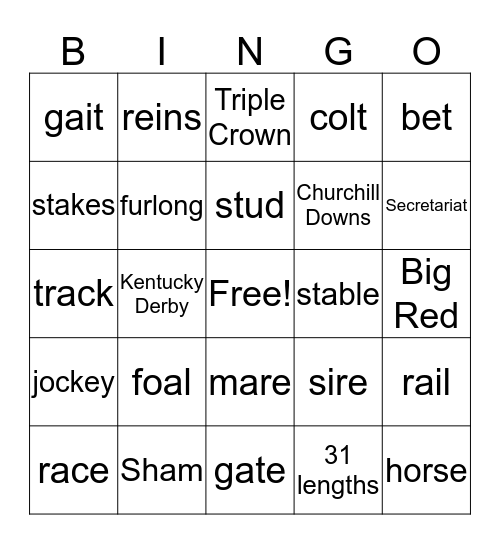 Secretariat Bingo Card