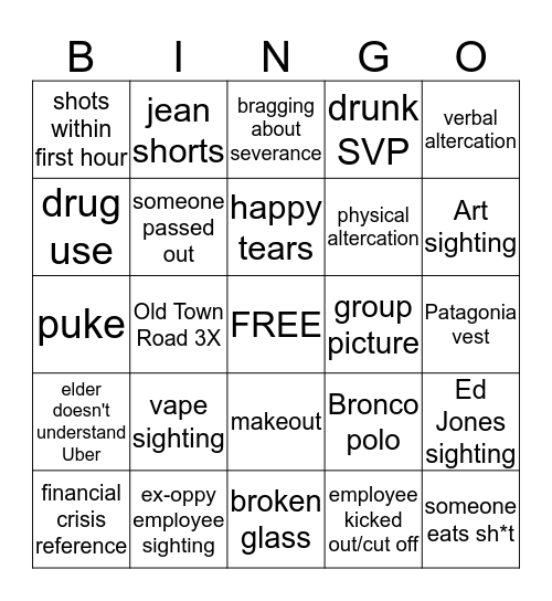 Two Penguins Bingo Card