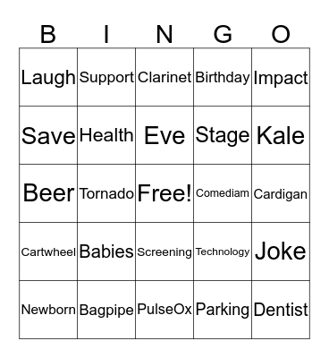 StandUp for Babies Bingo! Bingo Card