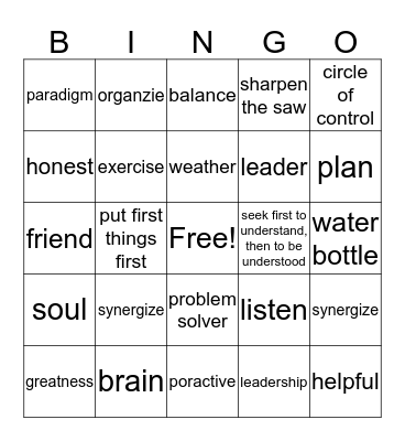 Leadership Bingo Card