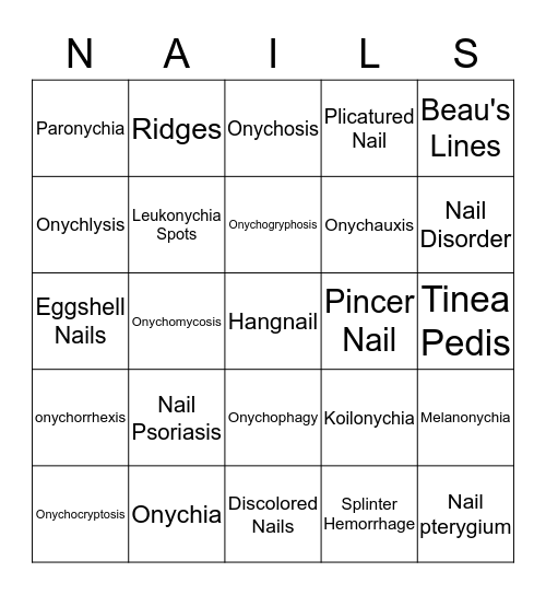 NAILS Bingo Card