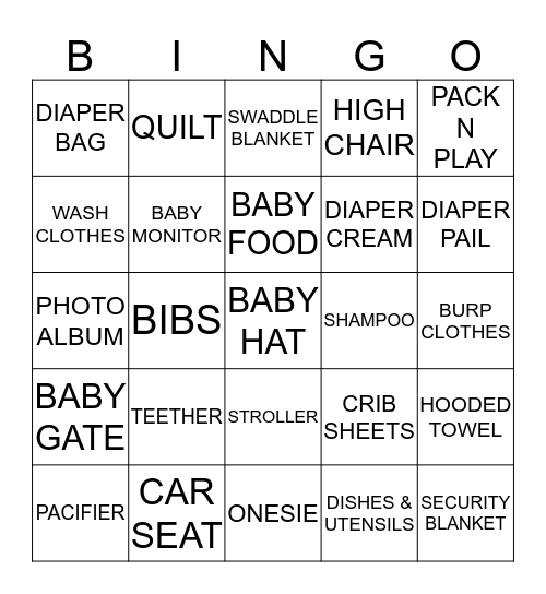 BABY BINGO! Bingo Card