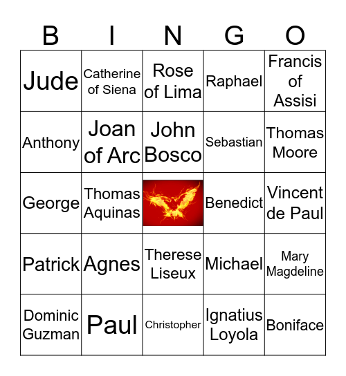 SAINT Bingo Card