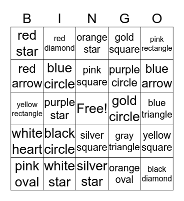 Color and Shape Bingo Card