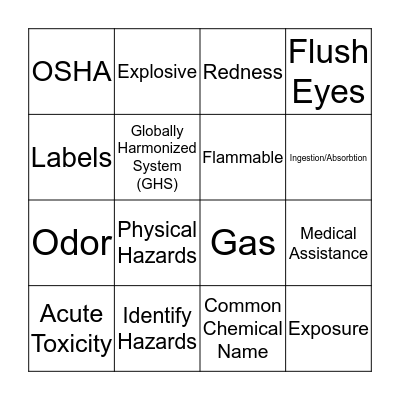 HAZCOM/CHEM SAFETY Bingo Card