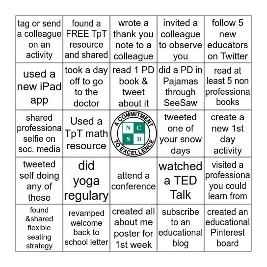 TEACHER BINGO Card