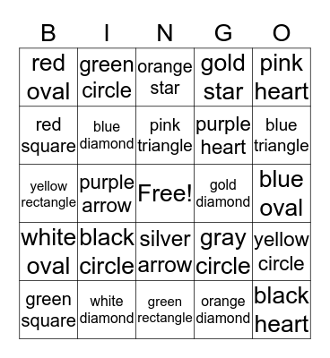 Color and Shape Bingo Card