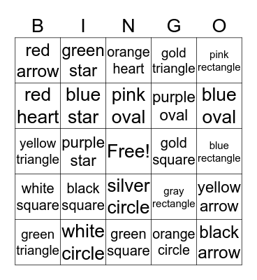 Color and Shape Bingo Card