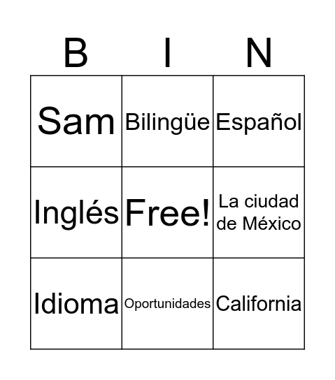 Bilingüe Bingo Card
