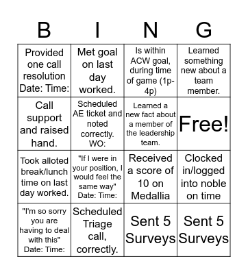 BINGO Card