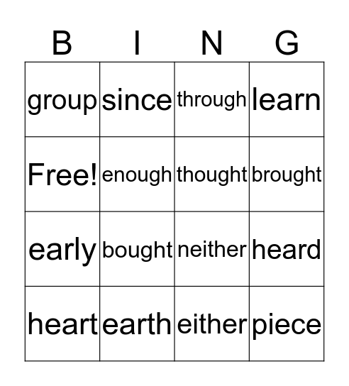 sight words  Bingo Card