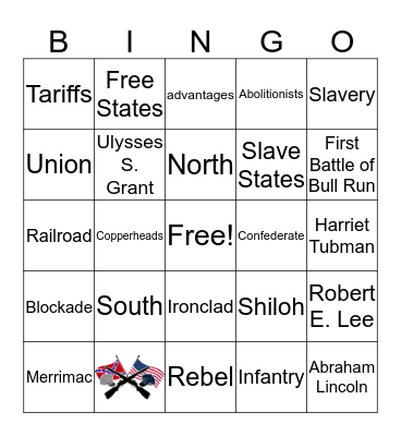 Civil War Bingo Card