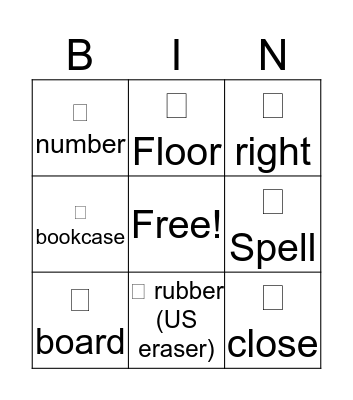 AT SCHOOL Bingo Card