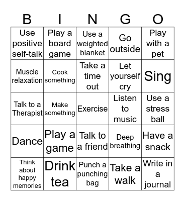 Coping Skills Bingo Card