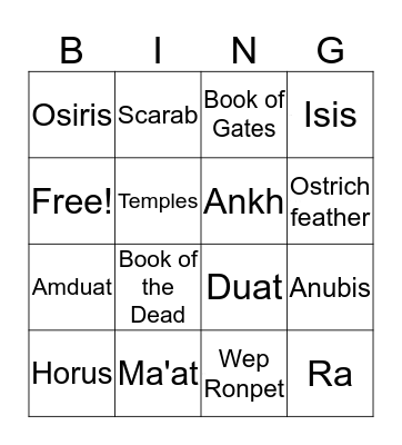 KEMETIC RECONTRUSTIONISM Bingo Card