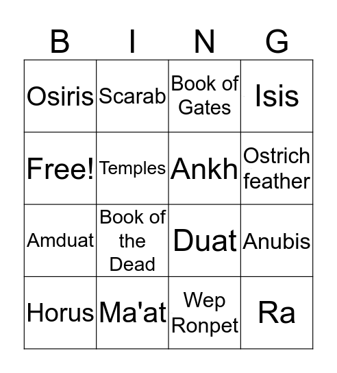 KEMETIC RECONTRUSTIONISM Bingo Card