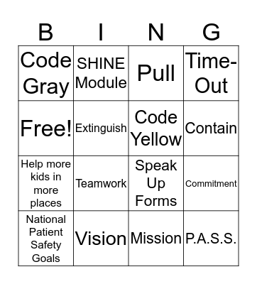 Joint Commission Bingo!   Bingo Card