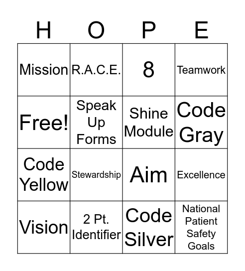 Joint Commission Bingo!   Bingo Card