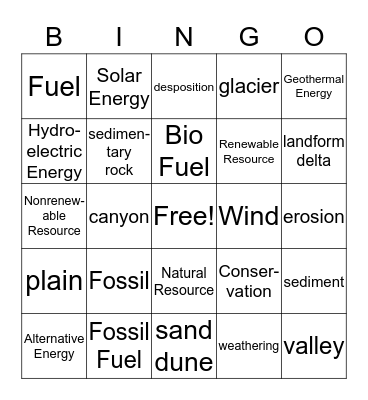 Earth and Space Bingo Card