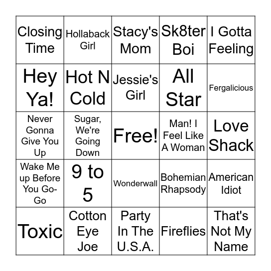 Anthems  Bingo Card