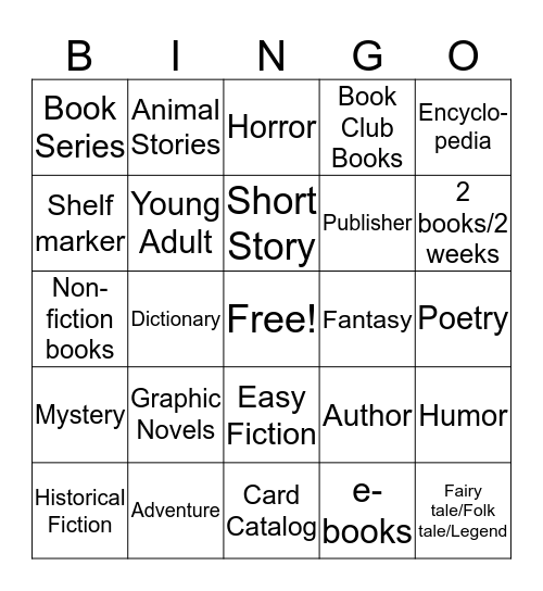 Books for in a Library Bingo Card