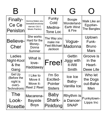 BB41 Chair Dance Challenge 2 Bingo Card