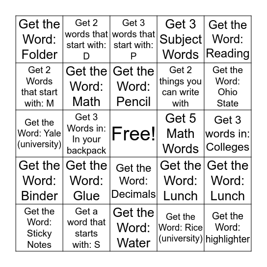 Bingo Card