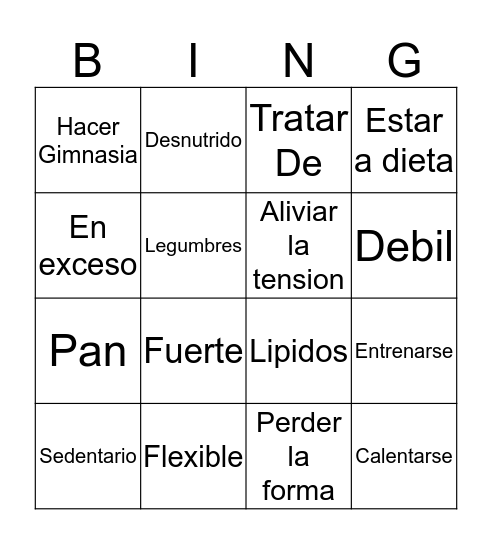 El Bienestar Bingo Card