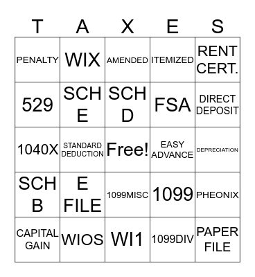 LIBERTY TAX BINGO Card