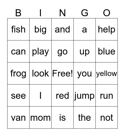 Chases sight words Bingo Card
