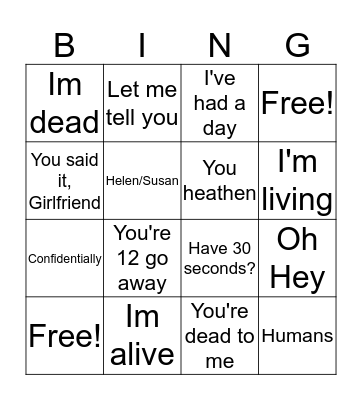 Jim Bingo Card