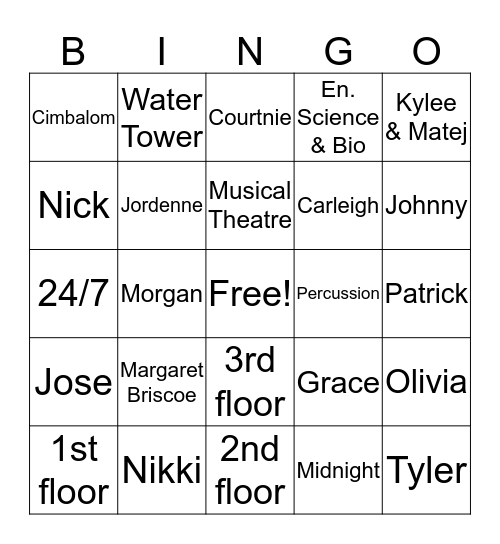 Briscoe Bingo! Bingo Card