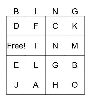 ABC Bingo Card