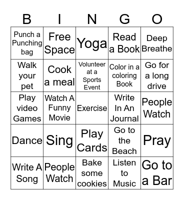 Coping Skills 101  Bingo Card