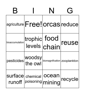 Biomagnification BINGO Card