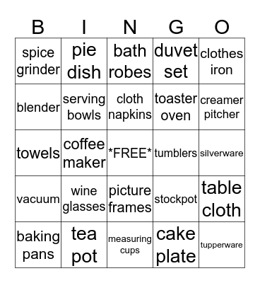 Fabienne's Bridal Bingo Card