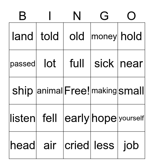 Sight Word Set Review 3 Bingo Card