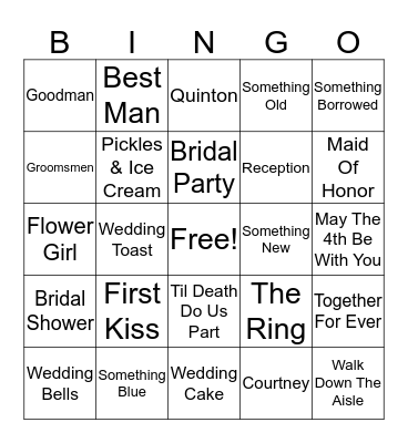 Bridal Shower Bingo Card