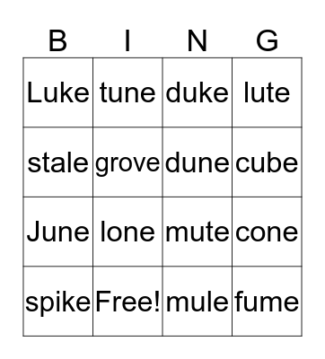 OG Lesson 31 Bingo Card