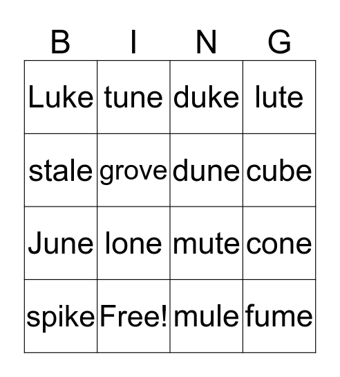 OG Lesson 31 Bingo Card