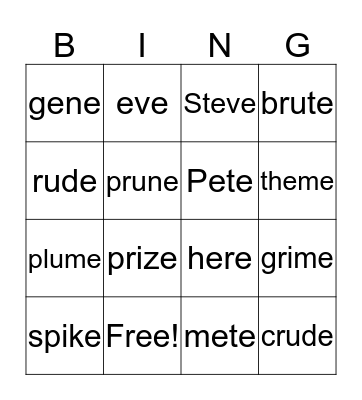 OG Lesson 32 Bingo Card