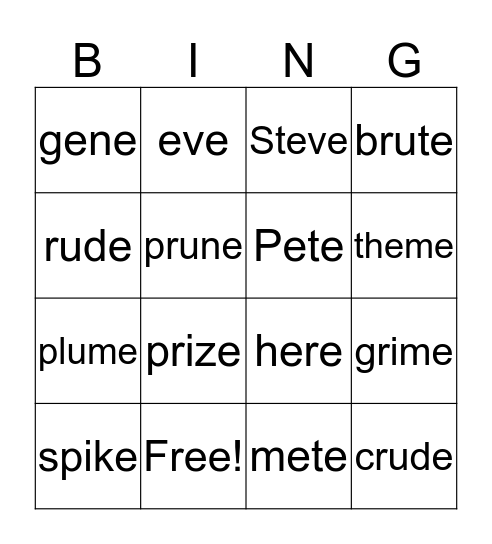 OG Lesson 32 Bingo Card