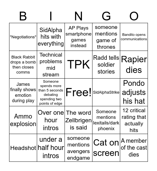 Battletech S3 Mid Season Bingo Card