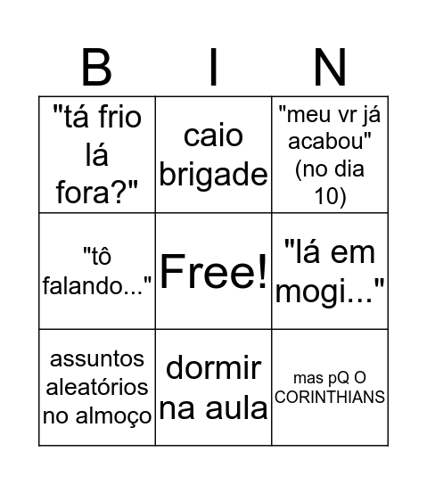 Caio Bingo Card