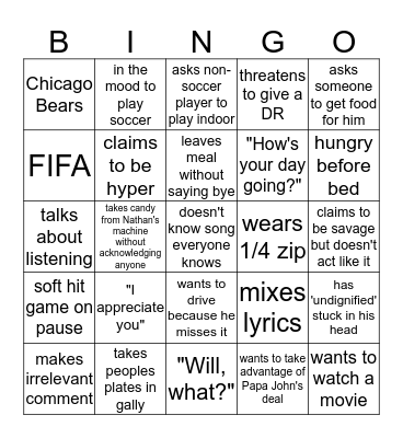 Micah Bingo Card