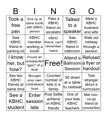 KBHC Convention Bingo Card