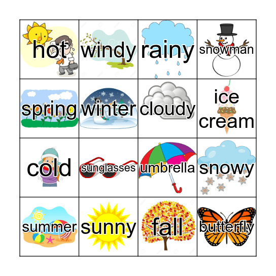 Weather Bingo Card